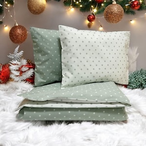 Mint Green Polka Dot Cotton Bedding Set - 6 Piece Duvet Cover