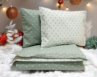 Mint Green Polka Dot Cotton Bedding Set - 6 Piece Duvet Cover