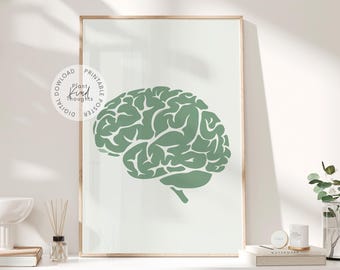 Póster de terapia psicológica BRAIN para salud mental, decoración del aula, decoración de la oficina del consejero escolar, decoración del psicólogo escolar, decoración de la oficina del terapeuta