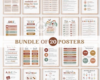 20 DBT Posters DBT SKILLS Dialectical Behavior Therapy Office Decor Therapist Office Decor School Counselor Office Decor Mental Health