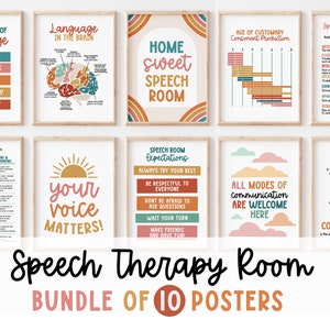 10 SPEECH THERAPY Room Decor Speech Therapy Poster Speech Language Pathologist Gift SLP Poster Wall Art School Counsel Therapy Office Decor