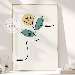 HEALING is Non-linear Mental Health Poster: Therapist Office Decor Therapy School Counselor Counseling School Psychologist Psychology Gift