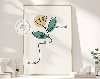 HEALING is Non-linear Mental Health Poster: Therapist Office Decor Therapy School Counselor Counseling School Psychologist Psychology Gift