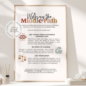 MIDDLE PATH DBT Mental Health Poster: Dialectical Behavior Therapy Therapist Office Decor School Counselor Social Worker Psychologist