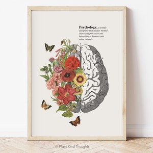 FLORAL PSYCHOLOGY Poster: Psychology Gift for Psychologist School Counselor Office Decor School Psychologist Mental Health Neurology Art