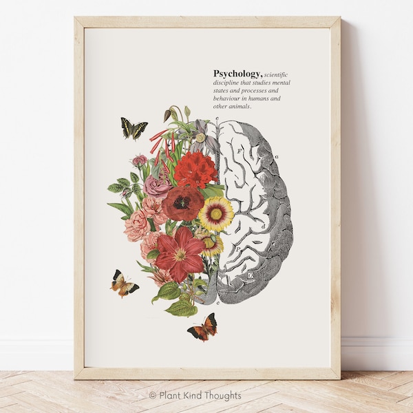 FLORAL PSYCHOLOGY Poster: Psychologe Geschenk für Psychologin Schul Counselor Bürodeko Schulpsychologin Mental Gesundheit Neurologe Kunst