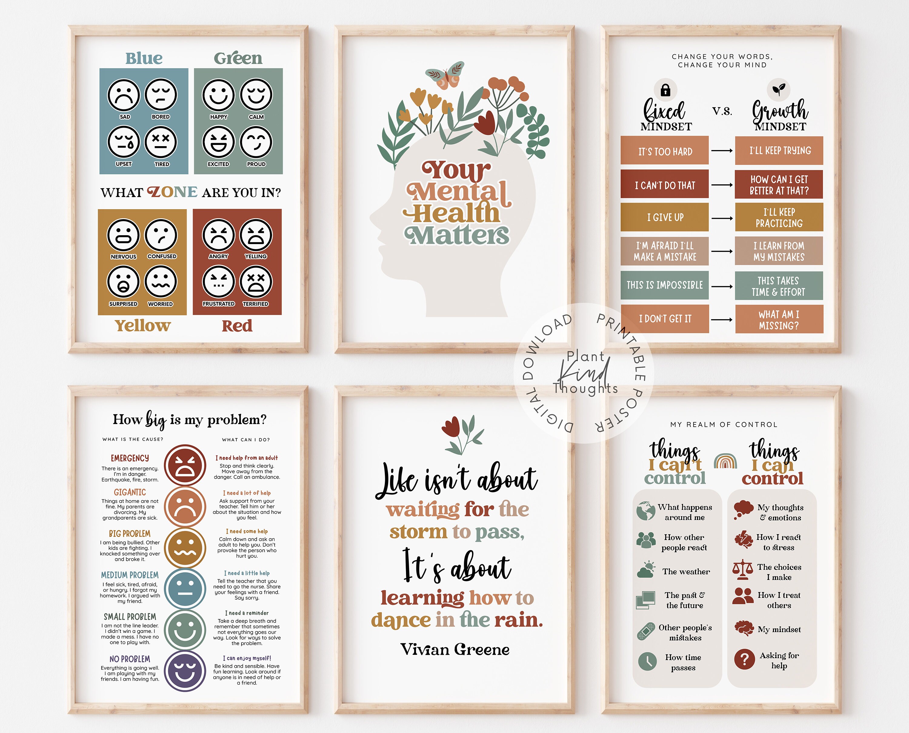 20 RAINBOW BOHO Counseling Posters Bundle School Counselor Office Decor ...