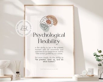 ACT PSYCHOLOGICAL FLEXIBILITY Poster: Acceptance and Commitment Therapy Therapist Office Decor School Counselor Social Worker Psychologist