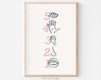 GROUNDING REMINDER Mental Health Poster: School Counselor Office Decor School Psychologist Psychology Gift Therapy Therapist Office Breathe