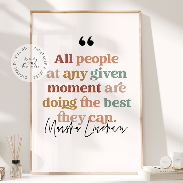 MARSHA LINEHAN Quote DBT Poster: Dialectical Behavior Therapy Therapist Office Decor School Counselor Social Worker Psychologist Gift