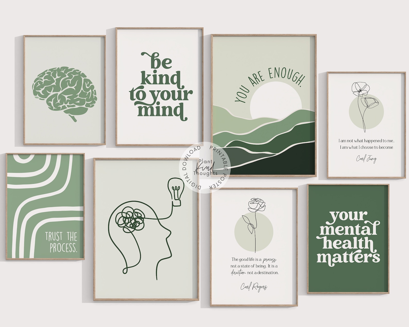 8 THERAPY OFFICE DECOR Bundle Sage Green Therapy Poster School ...