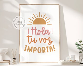 Tu VOZ IMPORTA Spanish Poster Speech Room Decor Language Pathologist Gift SLP Poster Wall School Therapy Office Decor School Counselor
