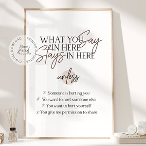 CONFIDENTIALITY AGREEMENT What You Say Here Stays Here Poster School Counselor Office Decor School Psychologist Decor Therapist Office Decor
