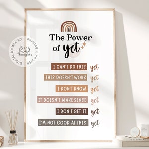 THE POWER of YET Poster School Counselor Office Decor Classroom Decor School Psychologist Therapist Office Decor Social Worker Office