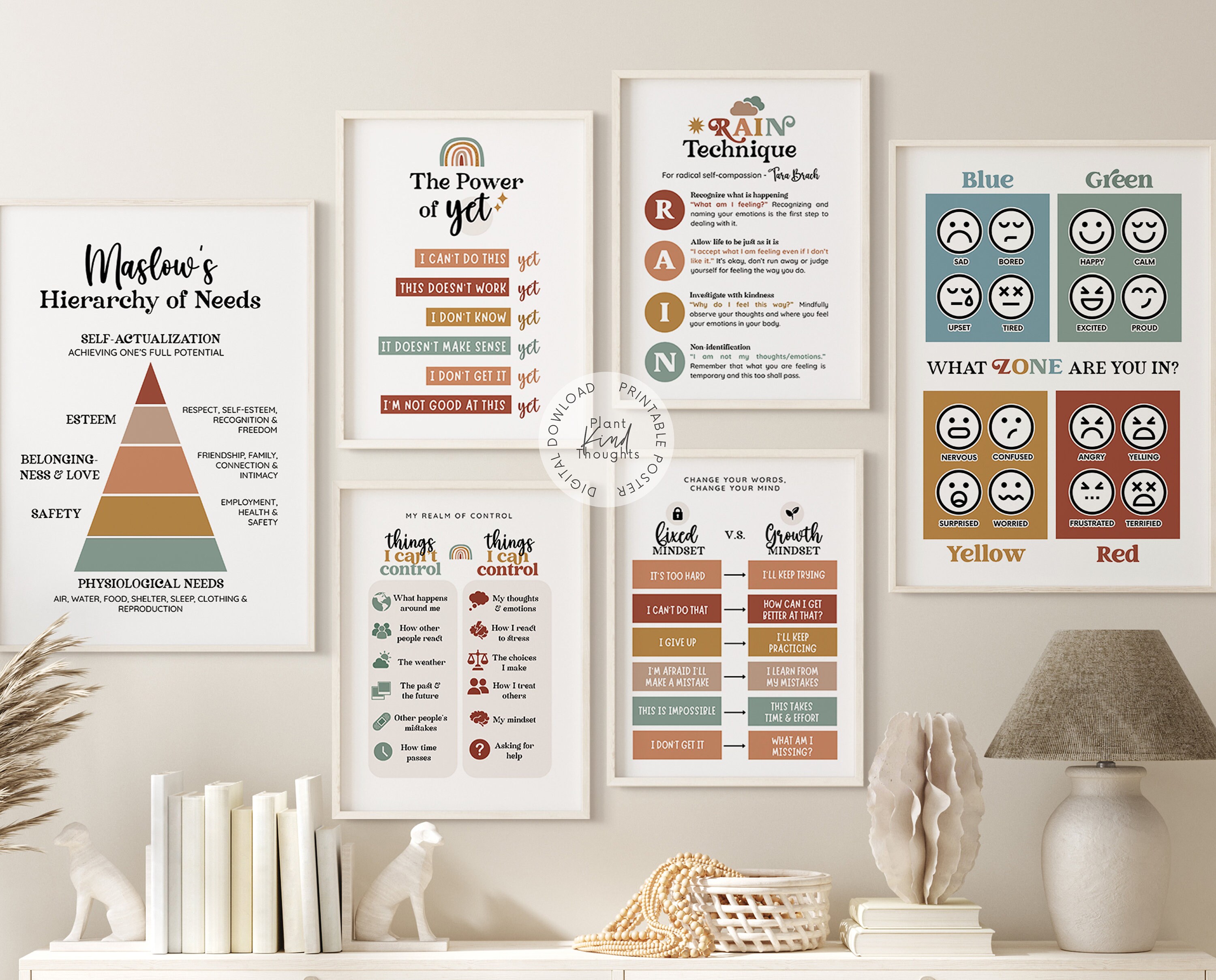 15 RAINBOW BOHO Counseling Posters Bundle School Counselor Office Decor ...