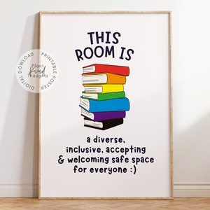Safe Space PRIDE Klassenzimmer Poster: Inclusive LGBTQ Safe Space Classroom Dekor Home School Printable Education Learning Poster Montessori