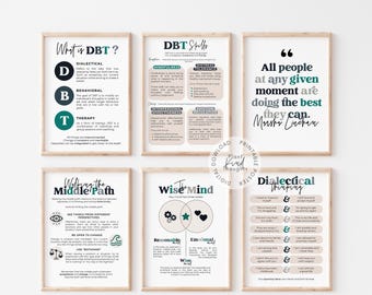 6 DBT POSTERS BUNDLE Dialectical Behavior Therapy Office Decor Therapist Office Decor School Counselor Office Decor Mental Health Poster