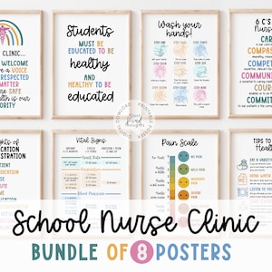 8 SCHOOL NURSE Office Decor School Clinic School Nurse Posters School Health Clinic Room School Health Classroom Decor Back to School
