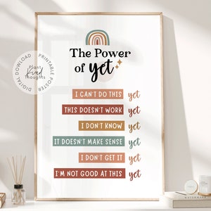 THE POWER of YET Poster School Counselor Office Decor Classroom Decor School Psychologist Therapist Office Decor Social Worker Office