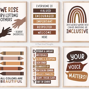 DIVERSITY CLASSROOM Posters Bundle of 6: Inclusive Human Equality Classroom Decor School Counselor Office Decor Home School Printable