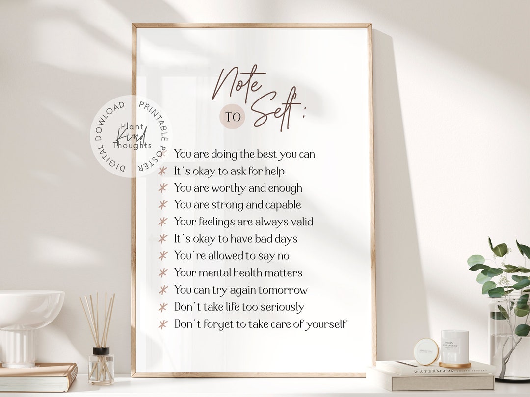 NOTE TO SELF Print Mental Health Poster: School Counselor Office Decor ...