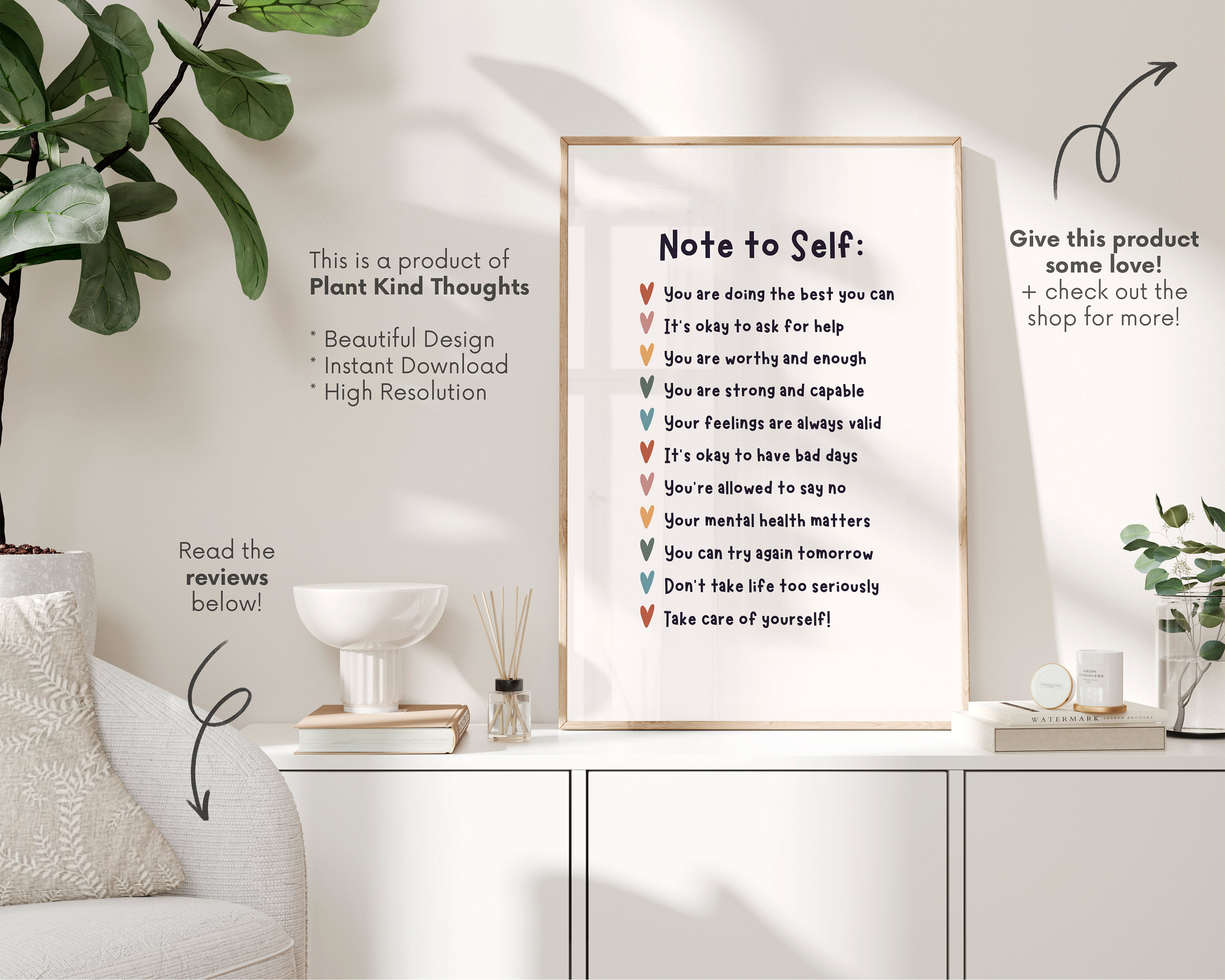 NOTE TO SELF Print Mental Health Poster: School Counselor Office Decor ...