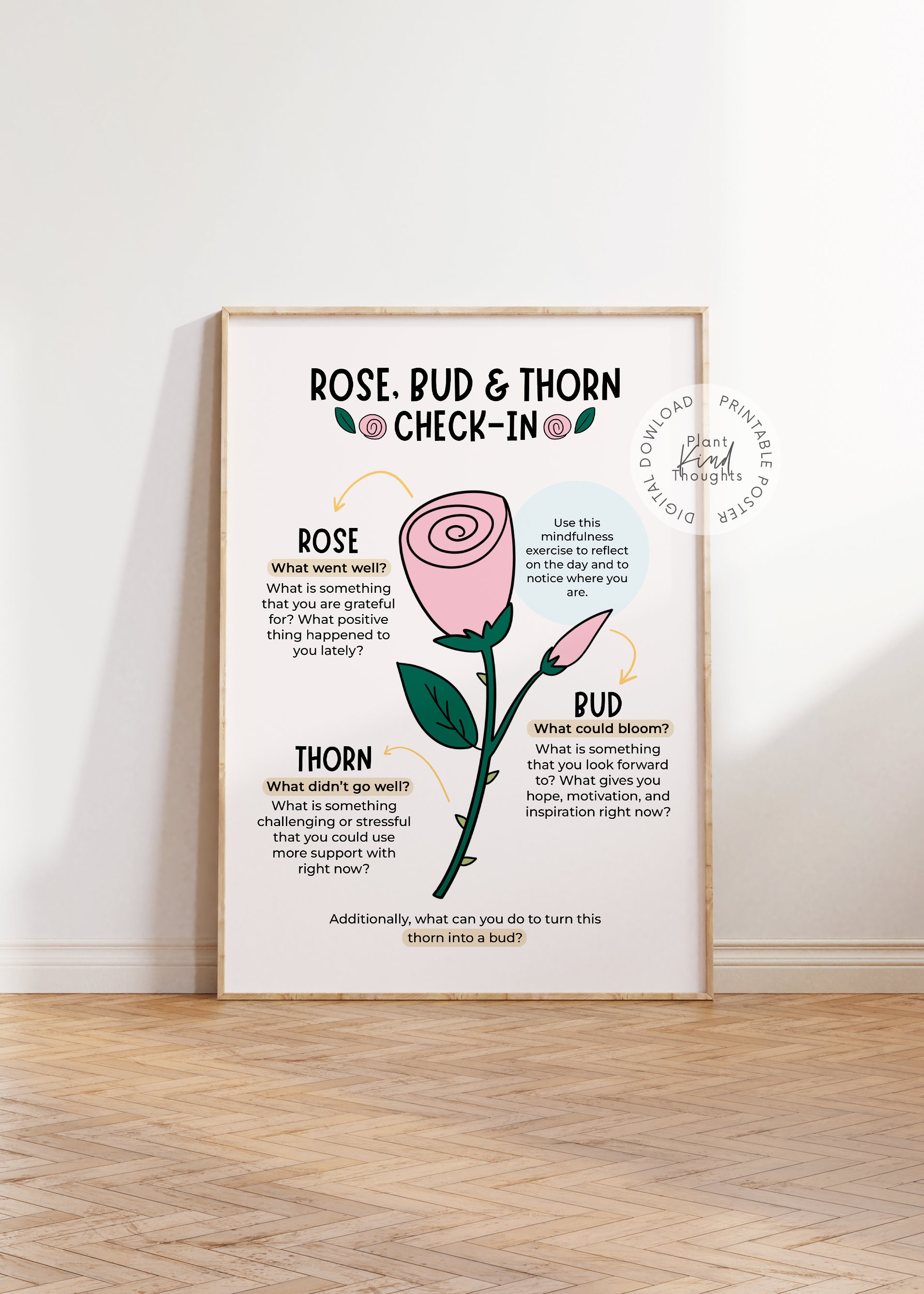 ROSE BUD and THORN Checkin Mental Health Poster Mindfulness Etsy