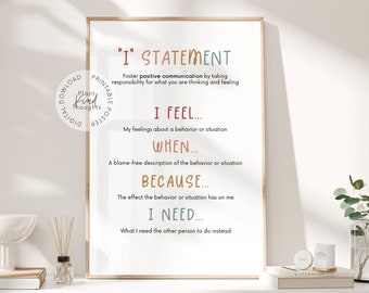I STATEMENT Affiche sur la santé mentale: Bureau de thérapie Décor Conseiller scolaire Bureau Décor Psychologue Décor Thérapeute Cadeau Travail social