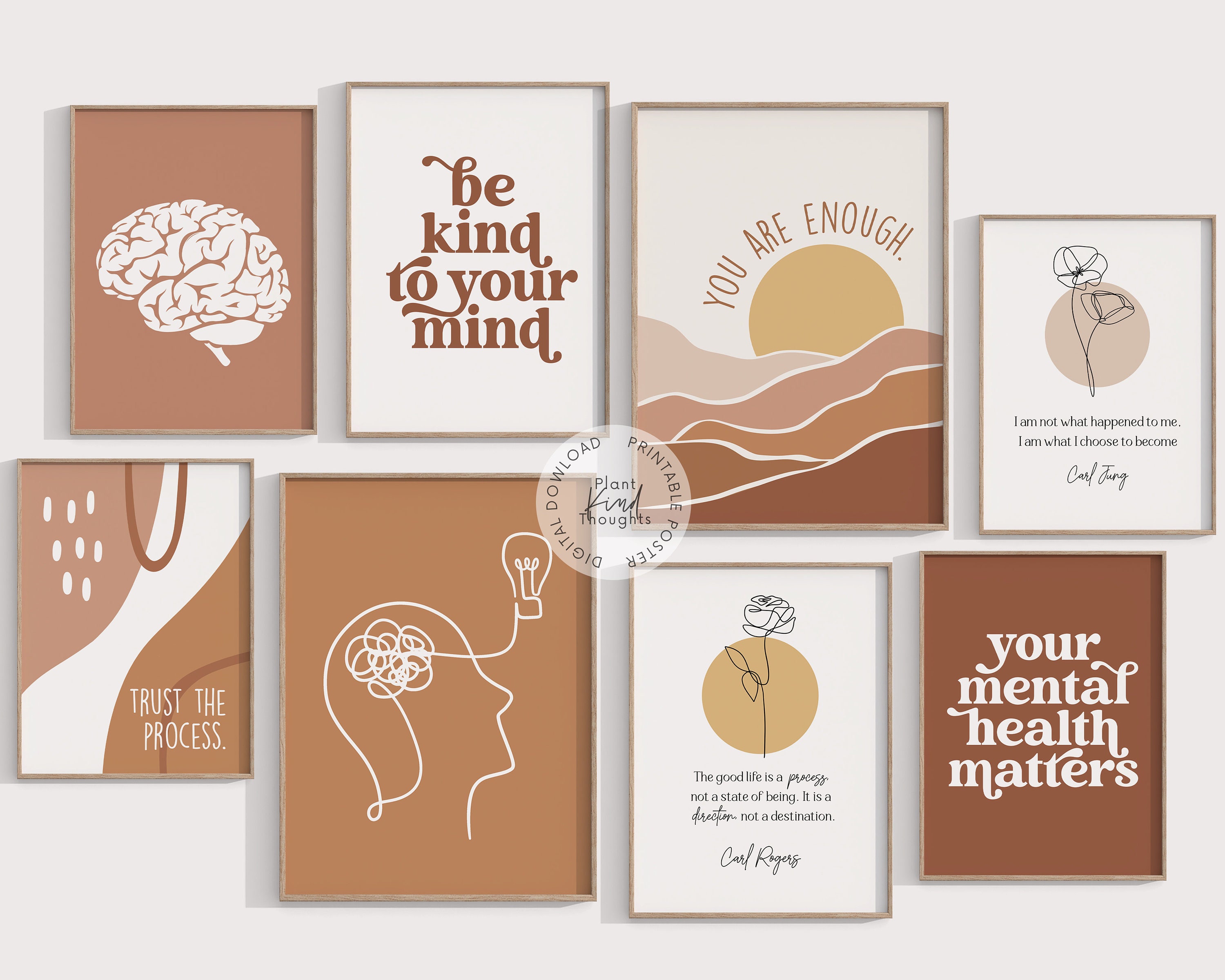 8 THERAPY OFFICE DECOR Bundle Sunset Boho Therapy Poster School Counselor Office Decor School Psychologist Therapist Office Social Worker