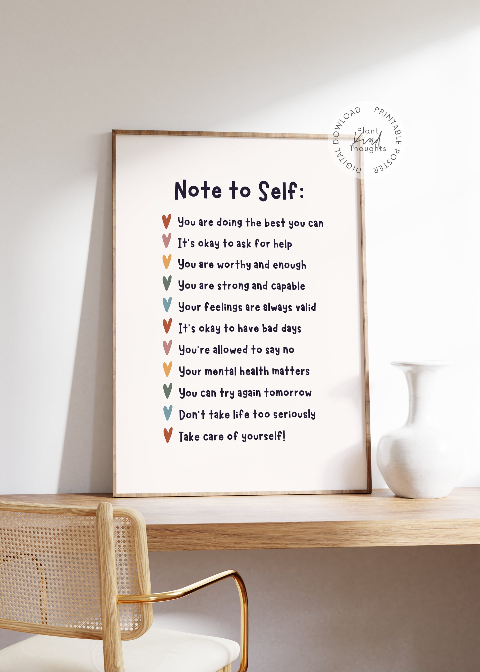 NOTE TO SELF Print Mental Health Poster: School Counselor Office Decor ...