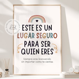 ESPAÑOL ESPACIO SEGURO Póster: Lugar Seguro Consejero Escolar Oficina Decoración Boho Aula Decoración Psicólogo Escolar Terapeuta Oficina Decoración