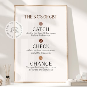 CBT 3 C&#39;s of Cognitive Behavioral Therapy Poster: Therapist Therapist Office School Counselor Office Decor Psychology Gift Mental Health
