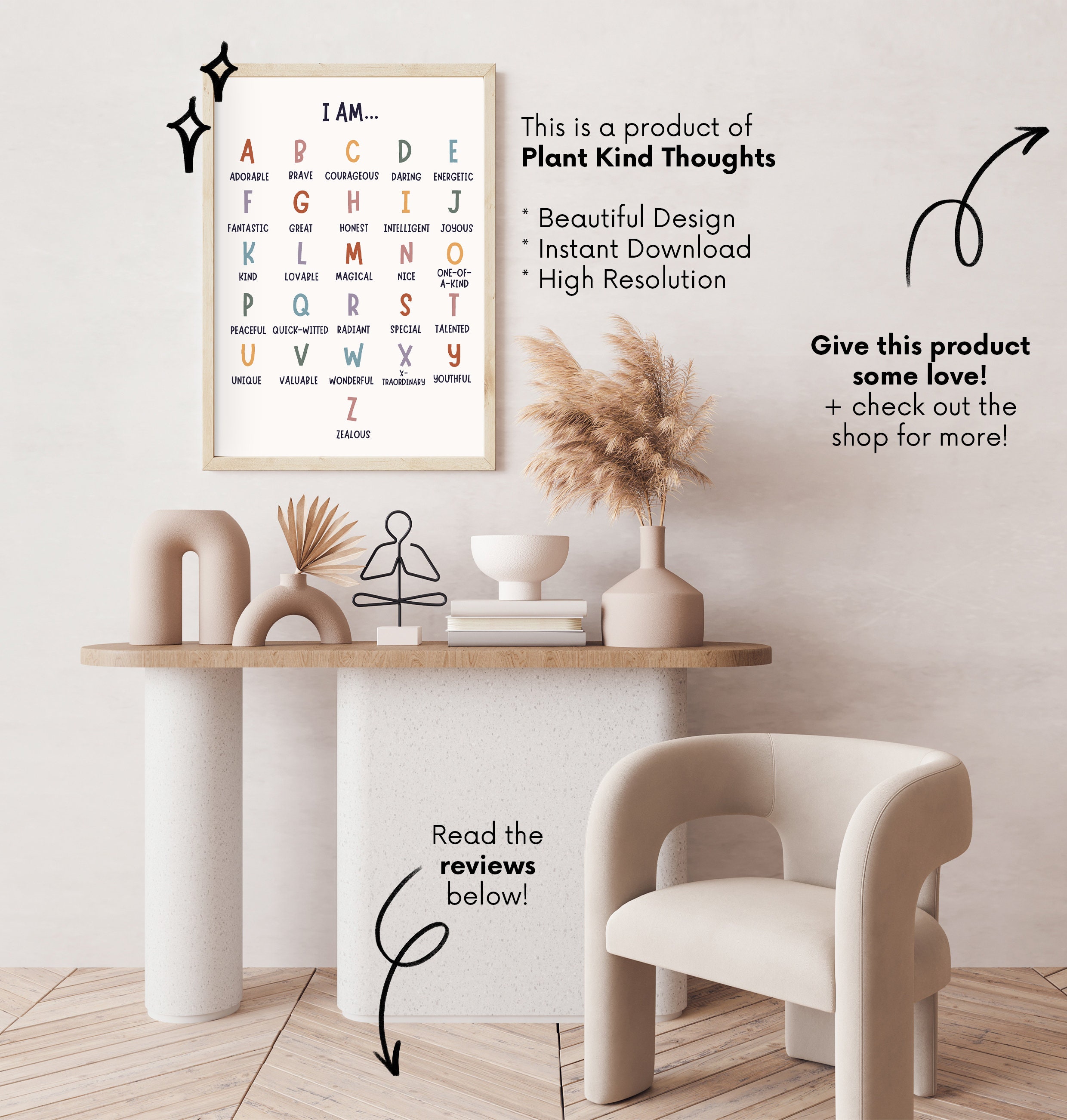 ABC AFFIRMATIONS Mental Health Poster: School Counselor Office Decor ...