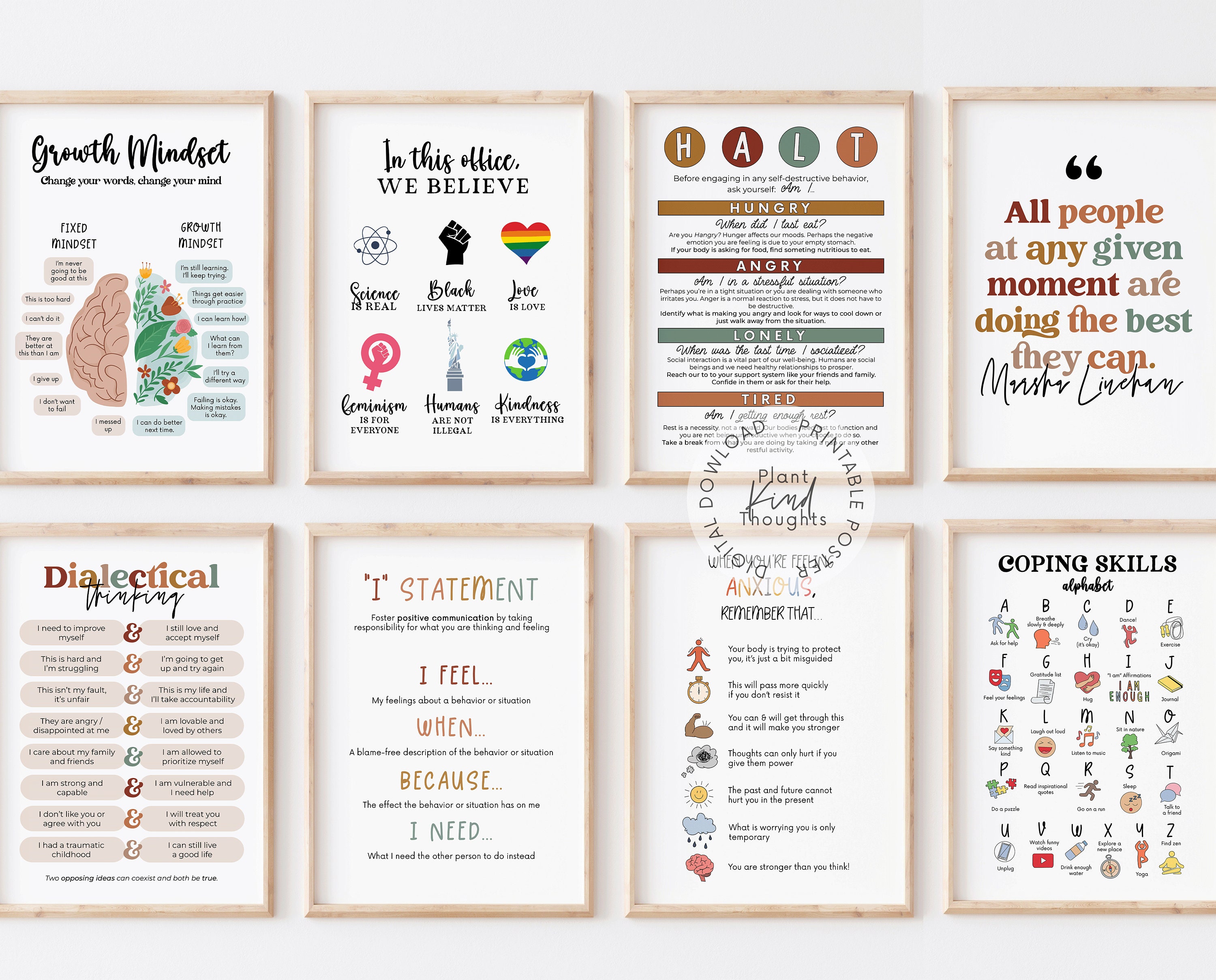 30 RAINBOW BOHO Counseling Posters Bundle School Counselor Office Decor ...