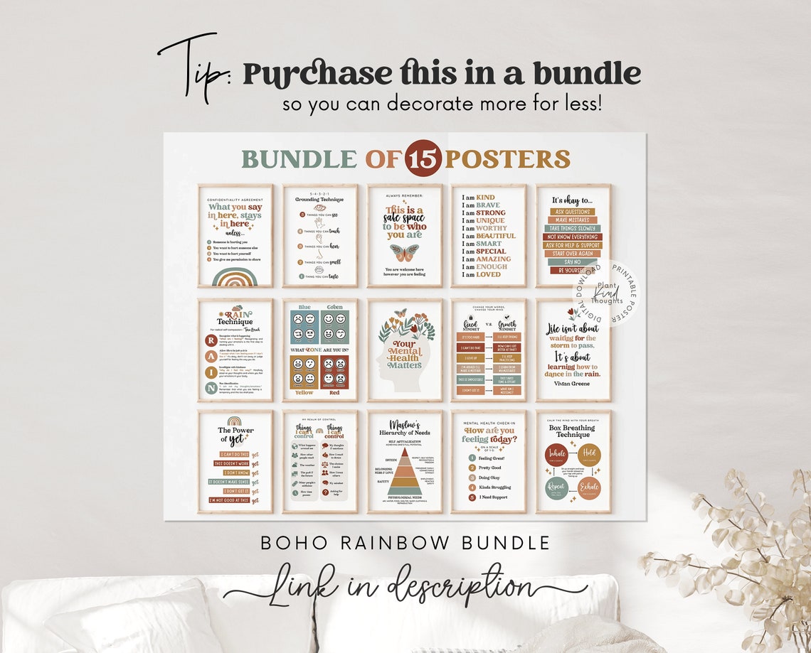 THINK Poster Counseling Office School Counselor Office Decor Boho ...