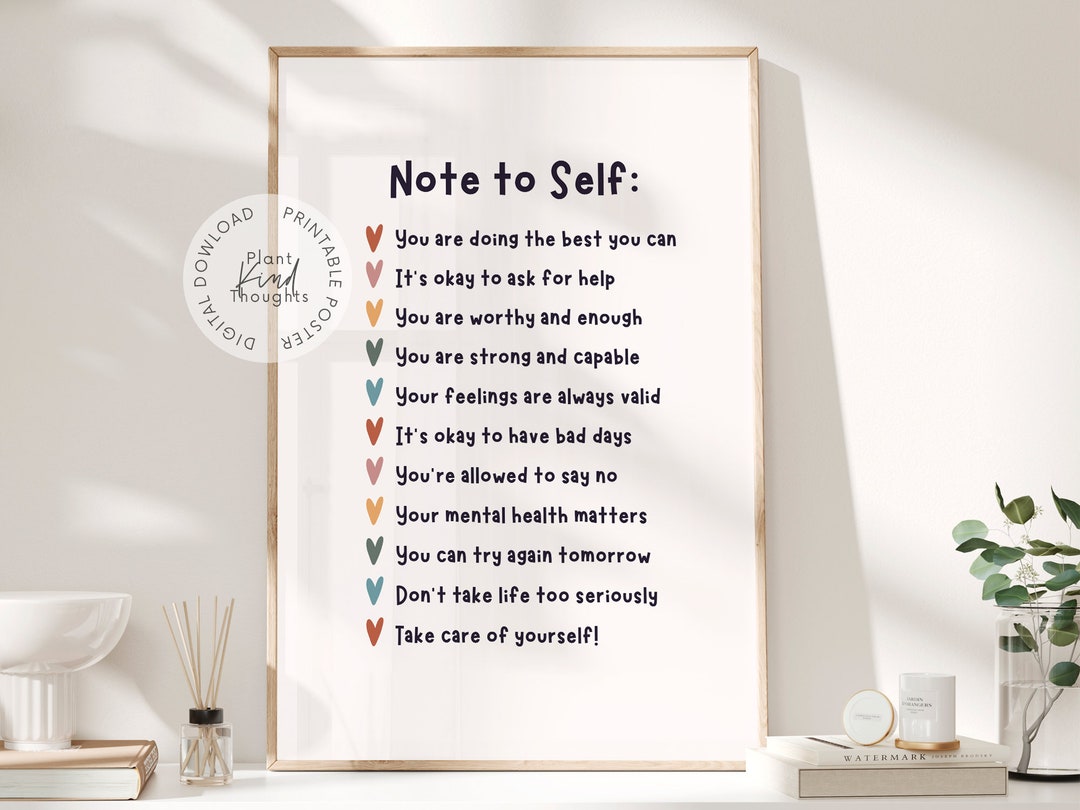 NOTE TO SELF Print Mental Health Poster: School Counselor Office Decor ...