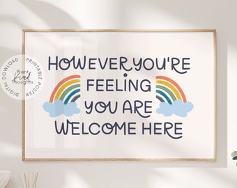YOU ARE WELCOME Here Mental Health Poster: Counseling Sign Therapy Office Decor School Counselor Office School Psychologist Psychology Art