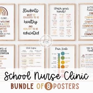8 SCHOOL NURSE Office Decor School Clinic School Nurse Posters School Health Clinic Room School Health Classroom Decor Back to School