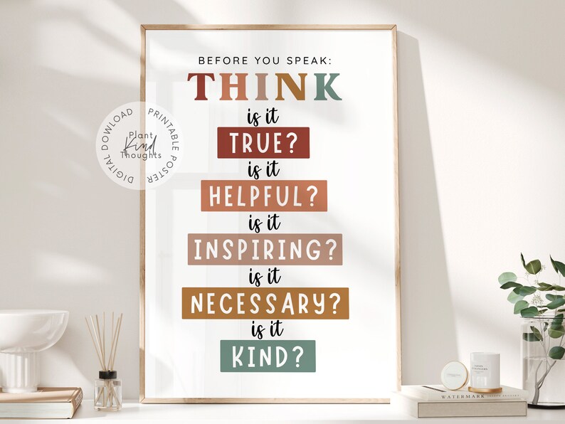 Think To Include THINK Poster Counseling Office School Counselor Office Decor Boho ...