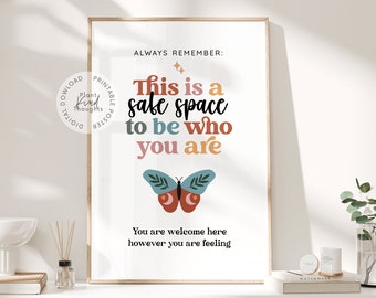 SAFE SPACE Poster Counseling Office School Counselor Office Decor Classroom Decor School Psychologist Therapist Office Decor Social Worker