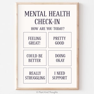 MENTAL HEALTH CHECK-in Digital Poster: Emotions, School Counselor Office Decor, School Psychologist Decor, Classroom Decor, Therapist Office