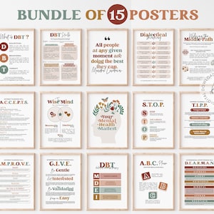 15 DBT Posters DBT SKILLS Dialectical Behavior Therapy Office Decor Therapist Office Decor School Counselor Office Decor Mental Health