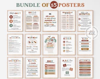 15 DBT Posters DBT SKILLS Dialectical Behavior Therapy Office Decor Therapist Office Decor School Counselor Office Decor Mental Health