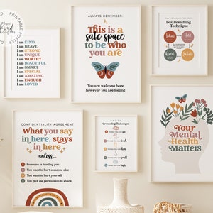 RAINBOW COUNSELING Posters Bundle School Counselor Office Decor School Psychologist Decor Therapy Office Classroom Decor Social Worker