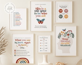 RAINBOW COUNSELING Posters Bundle School Counselor Office Decor School Psychologist Decor Therapy Office Classroom Decor Social Worker