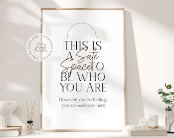 SAFE SPACE Mental Health Poster Counseling Sign School Counselor Office Decor Classroom Decor School Psychologist Therapist Office Decor