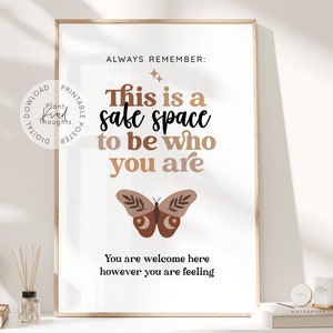 SAFE SPACE Poster Counseling Office School Counselor Office Decor Classroom Decor School Psychologist Therapist Office Decor Social Worker