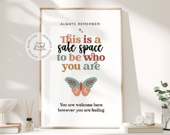 SAFE SPACE Poster Counseling Office School Counselor Office Decor Classroom Decor School Psychologist Therapist Office Decor Social Worker