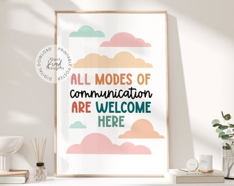 ALL MODES of Communication are Welcome Here Poster Speech Room Decor Speech Language Pathologist Gift SLP Poster Wall Art Office Decor