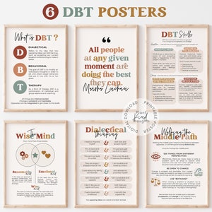 6 DBT POSTERS BUNDLE Dialectical Behavior Therapy Office Decor Therapist Office Decor School Counselor Office Decor Mental Health Poster